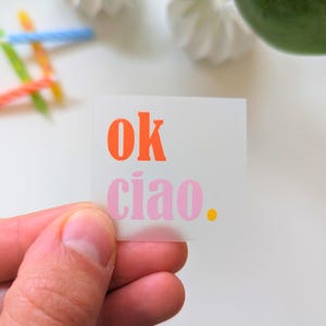 Bügelbild Ok Ciao | Rosa Orange | Kleiner Aufbügler Italien für Erwachsene