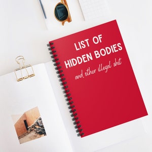 List of Hidden Bodies | Funny Notebook | Spiral Notebook | Ruled Line