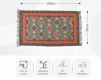 Wool and Jute Rug, Handmade, Kilim Dhurrie Rug, Traditional ,Turkish Handwoven, Indian/WOOL JUTE RUGS,