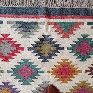 Handwoven Wool Jute Kilim Rug, Kilim Jute Rug, Flatweave Rug, Bohemian Rug, Indian Dhurrie Rug, Custom, Carpet, Oriental, Area, Gift, Home