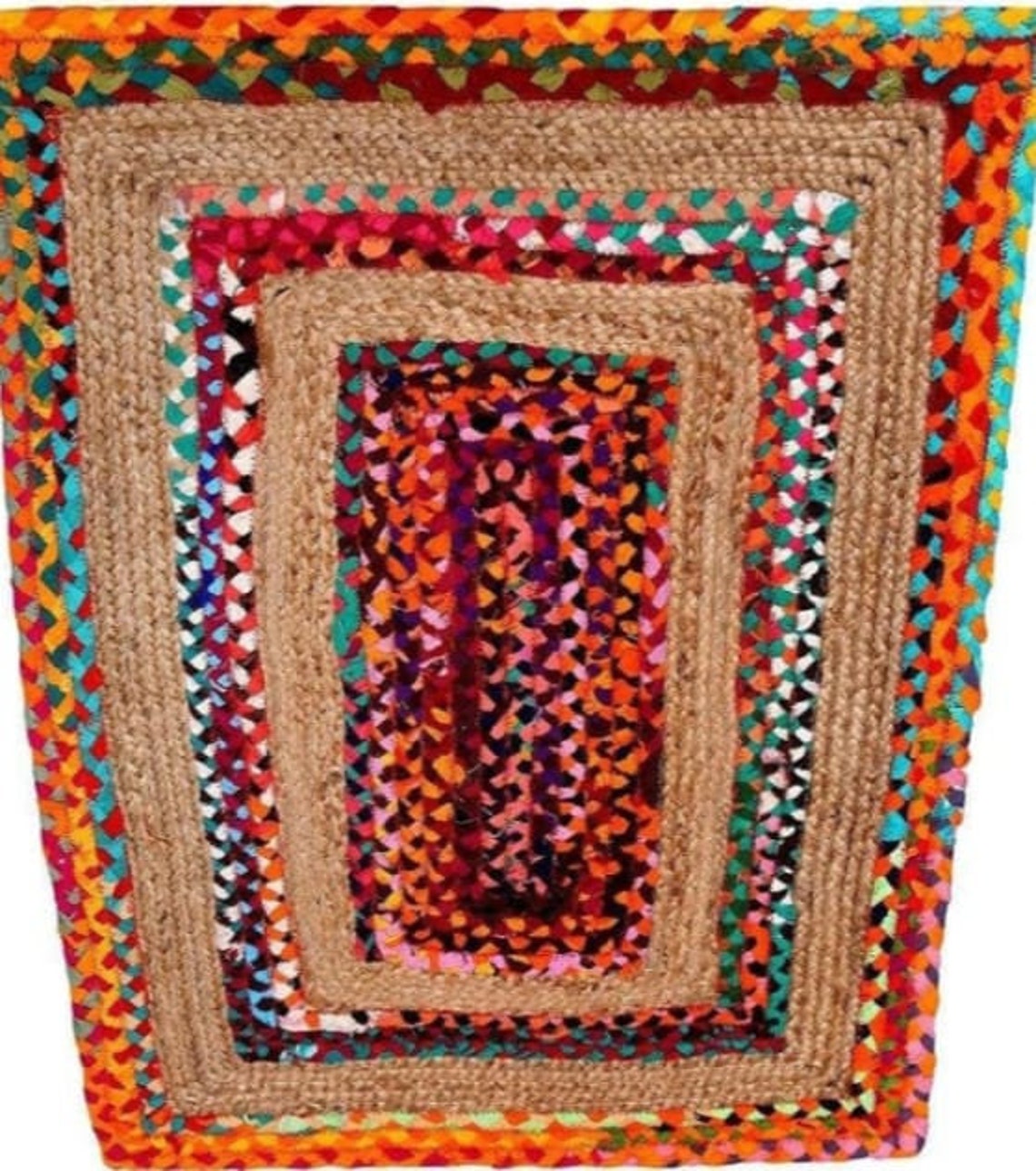 Hand Braided Square Jute Rug Area Square Rug Custom Size Etsy