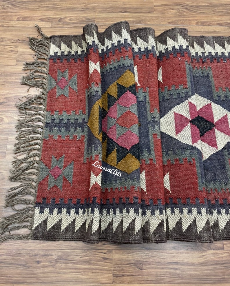 Wool Jute Kilim Runner Rugs Stair Bohemian Floor Hallway Lobby Etsy