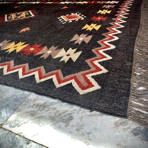 5x8 Ft Wool Jute Kilim Rug, Handwoven, Wool and Jute Rug Handmade, Kilim Dhurrie Rug, Traditional Indian jute Area rug