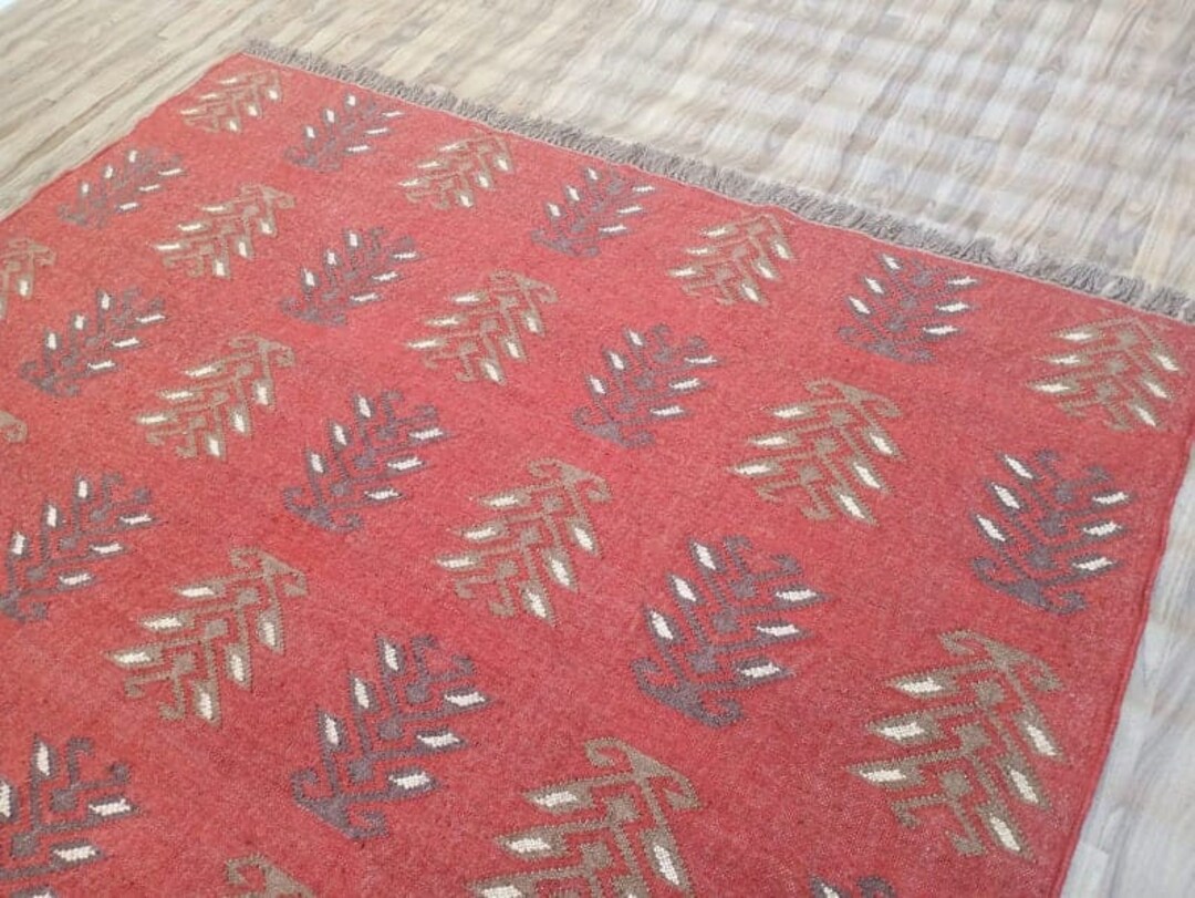 Kilim Rug Handwoven Wool Jute Rug Flatweave Rug Bohemian Etsy