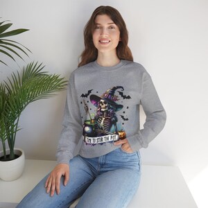 Time To Stir The Pot Unisex Sweatshirt, Halloween Crewneck Jumper, Cozy Cotton Blend, Long Sleeve Sweater