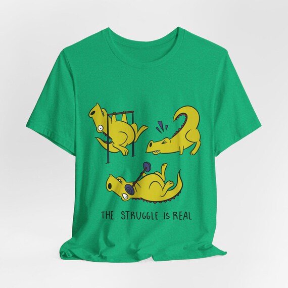 Buy T-rex Exercise Struggle T-shirt Funny Dinosaur Fitness