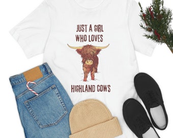 Highland Cow T-Shirt | 100% Cotton Adult T-Shirt | Just A Girl Who Loves Highland Cow T-Shirt