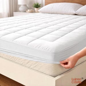 No-Slip Fitted Mattress Topper | 1000 TC Egyptian Cotton Quilted Topper | Deep Pocket 15–19