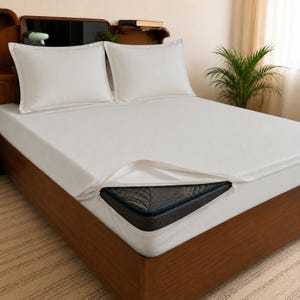 Système de draps-housses Lujoso Layers™ à changement facile | Coton égyptien 600 fils/cm² | Draps-housses à poches profondes | 3 draps-housses interchangeables + 2 taies d'oreiller | Argent