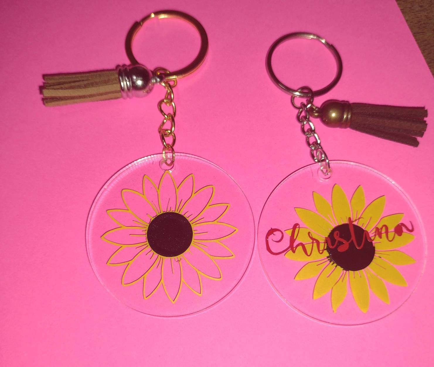 Sunflower Keychain Etsy