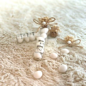 Wedding Candy Decorated With Dried Flowers in Tube Bottles for Guests, Candy For Guests, Engagement Favors, Party Sugar Favors