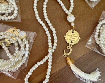 Muslim Wedding Favors, Personalized Islamic pearl beaded tasbih as a gift, Islamic Baby Shower Favor, Eid Favor, Wedding Favors, Guest Gifts