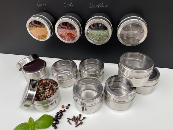 Stainless Steel Spice Jars Magnetic Set of 12 Etsy Canada