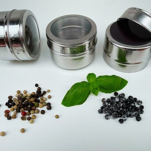 Stainless steel spice jars, magnetic, set of 12 image 5