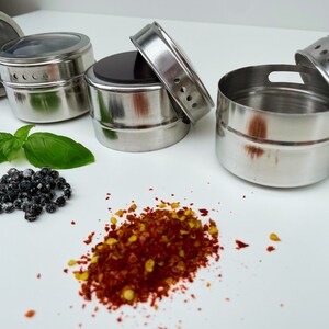 Stainless steel spice jars, magnetic, set of 12 image 4