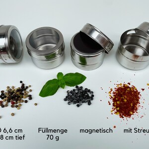 Stainless steel spice jars, magnetic, set of 12 image 3