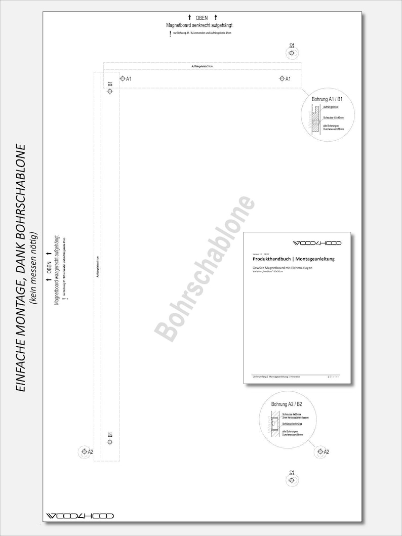 Magnetisches Gewürzregal Größe M 80 50 cm im Set Mit massiven magnetischen Eichenregalen für individuelle Gestaltung Bild 9