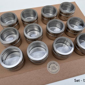 Stainless steel spice jars, magnetic, set of 12 image 9