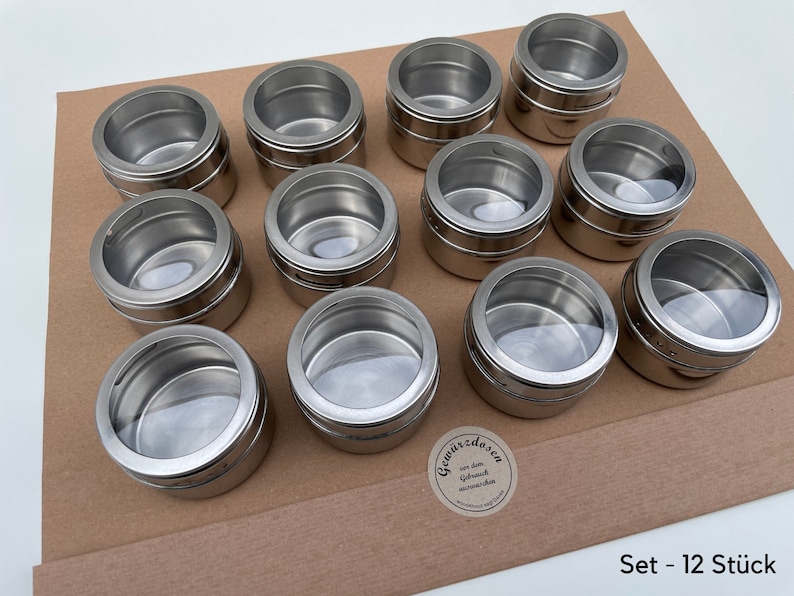 Stainless steel spice jars, magnetic, set of 12 image 9