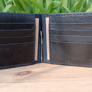 Cartera compacta de cuero con clip para billetes, tarjetero con clip para billetes, plegable, el mejor regalo para hombres, organizador de color canela vegetal para muchas tarjetas, +10 tarjetas