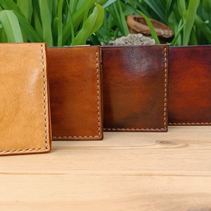 Carteira de couro de qualidade, presente exclusivo para homens, carteira feita à mão, couro vegetal bege, a melhor carteira, fina, elegante e funcional, clássica, bolsa vermelha