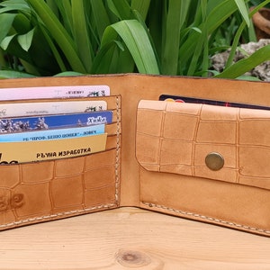 Große handgefertigte Herrengeldbörse für Karten, pflanzlich gegerbtes Leder, perfektes Geschenk für Männer / Frauen / Frau / Mann, Geburtstag, Jahrestagsgeschenk, Best