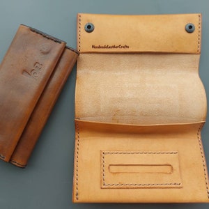 Handgefertigte Zigaretten-Roller Tasche, Einzigartige Tabaktasche, Pflanzlich gegerbtes Leder, Personalisiertes Weihnachtsgeschenk