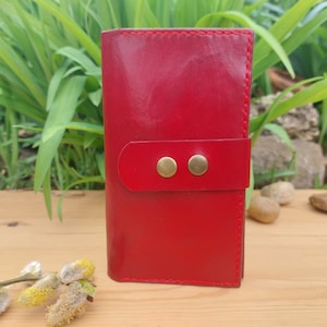 Grosse Leder Geldbörse, Handmade Custom Design, Leder Organizer für Karten, Dokumente, Münzen, Best, Classy Veg Tan Geldbörse für Sie und Ihn, Rot