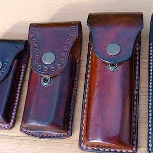 Foderi per coltelli, portasigarette, custodie per collezionisti Zippo, custodie e foderi su misura, pelle conciata al vegetale, coltelli tascabili pieghevoli fatti a mano