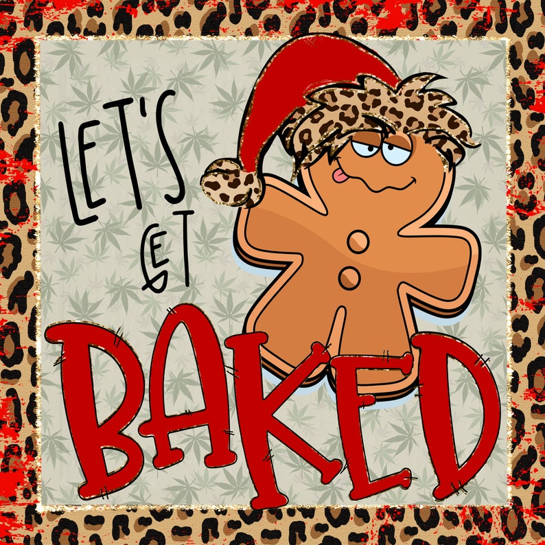 Wreath Sign Lets Get Baked Background Red Gingerbread - Etsy