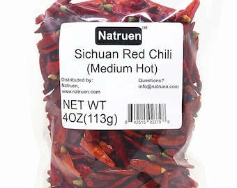 Natruen Whole Dry Szechuan Chili Pods 4oz, Chinese Red Chili Pods, Spicy Sichuan Dried Red Hot Chilies for Chili Oil, Paste, and Sauce