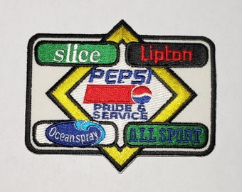 Pepsi Pride and Service patch, vintage, 1980s, 4.5" W x 4" H