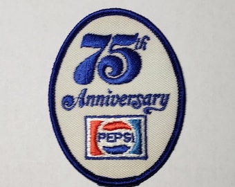Pepsi-Cola 75th Anniversary vintage patch, 1973, 2.75" W x 3.5" H