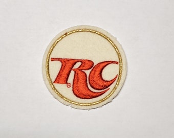 RC Cola embroidered felt vintage sew-on patch, white/red, 3" round