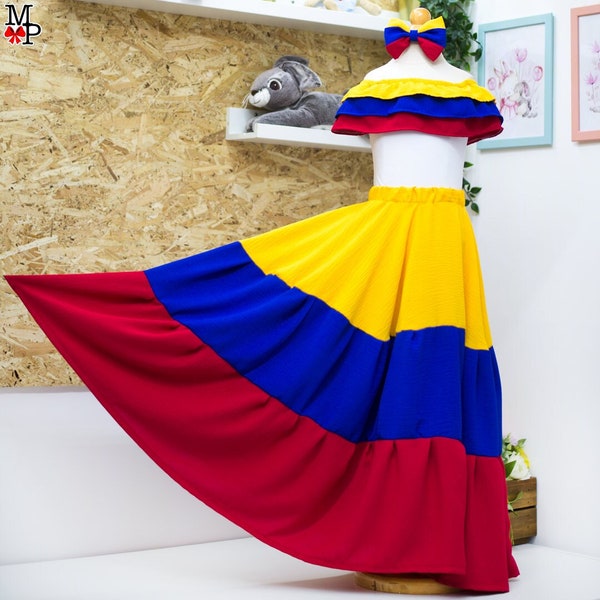 Vestido Colombiano, clásico vestido ecuatoriano desde 12 Meses hasta XXL tallas adultos