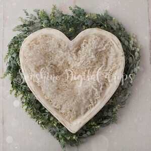 White heart bowl with greens & SNOW Digital backdrop on white wood, newborn backdrop, photography Digital backdrop