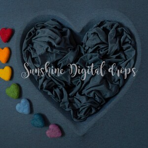 Blue bold Rainbow baby Digital backdrop with heart posing bowl, newborn baby photography Digital backdrop
