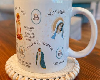Tasse de prière Je vous salue, Marie, cadeaux catholiques