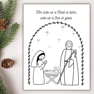 Nativity Scene Coloring Page: Holy Family Christmas (Digital Download)