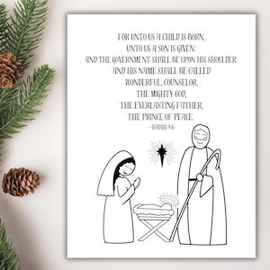 Nativity Scene Coloring Page: Holy Family, Religious Christmas (Digital Download)