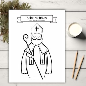 Dibujos para colorear de San Nicolás: Arte navideño católico (Descarga digital)