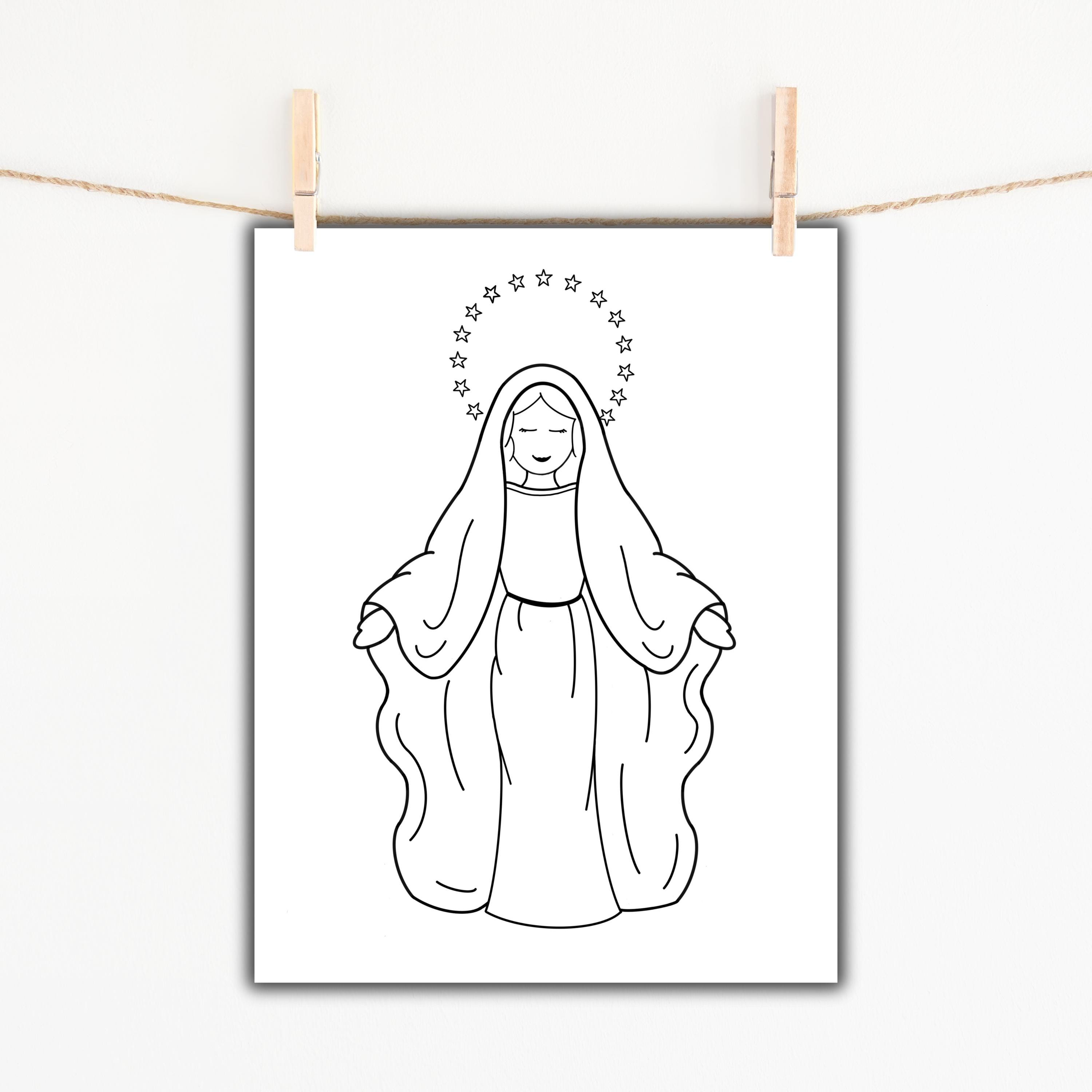Mary Coloring Page Hail Mary Coloring May Crowning Assumption Our Lady ...