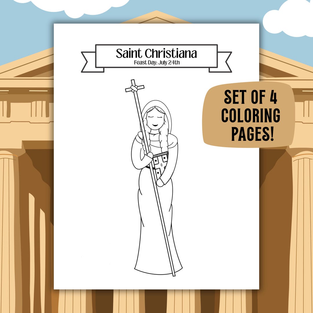 St. Christopher Colouring In St. Christana Coloring Pages: Catholic Art (digital Download) - Etsy