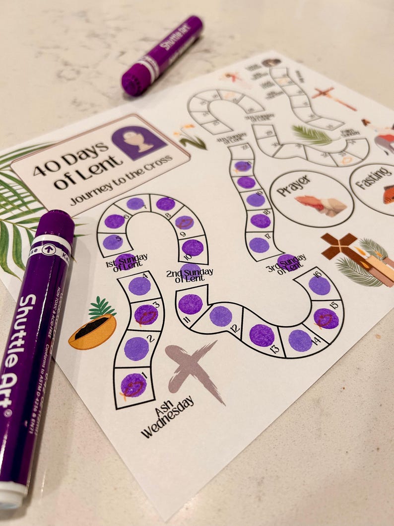 Lent Path Lent Calendar: 40 Days Journey to the Cross Activity (printable PDF) - Etsy