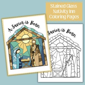 Nativity Coloring Pages Advent Coloring Nativity Craft Religious Christmas Printable Nativity for Kids Christmas Stained Glass Coloring