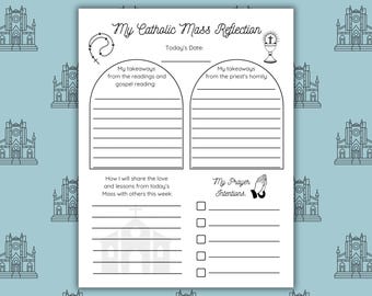 Catholic Mass Reflection Worksheet for Kids (Digital Download)