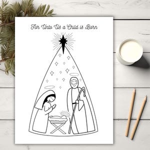 Nativity Scene Coloring Pages: Holy Family Christmas Crafts (Digital Download)