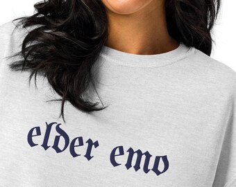Elder Emo Embroidered Crewneck Sweatshirt, Gift for Mom, Alt Fashion, Goth Clothing, Punk, Emo Mom Sweater