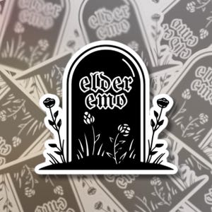 Elder Emo Grabstein Aufkleber | Elder Emo Goth Punk Aufkleber, Grabstein, Emo Geschenk, Warped Tour, Emo Mom Aufkleber, Emo Club, Szene Kind, WWWY