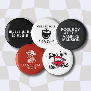 MCR Pin Buttons Set | Revenge Inspired | Emo pins — Gerard Way, My Chemical Romance inspired, Pool Boy at the Vampire at Mansion Pin